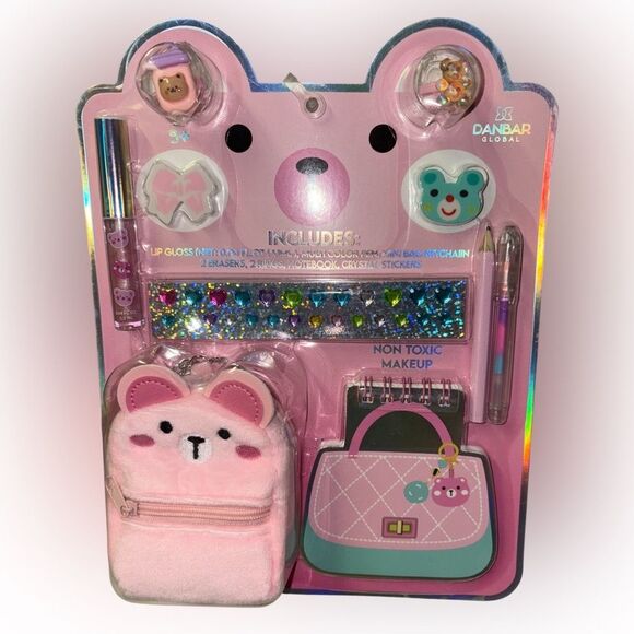 Nwt Danbar Global Pink Bear Stationery Set and makeup for kids - Picture 1 of 2